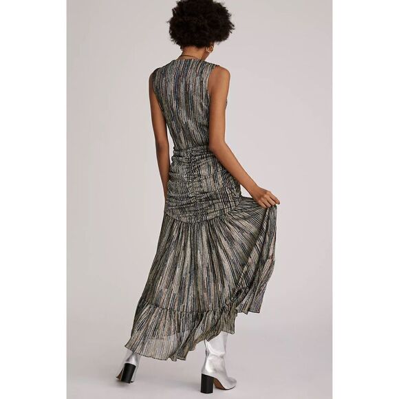 Anthropologie - Misa Metallic High-Low Midi Dress size M - Picture 2 of 14